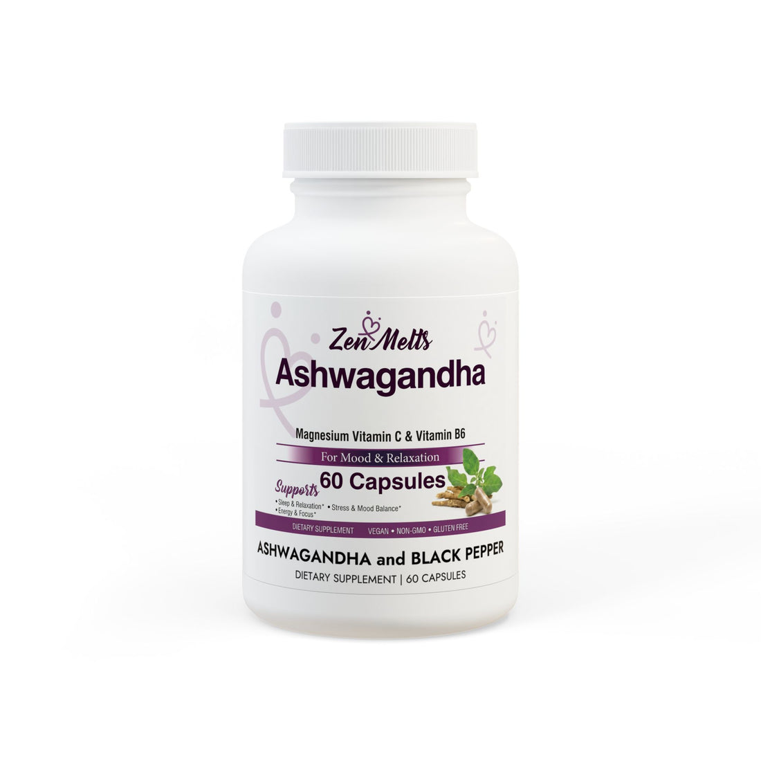 Ashwagandha and Black Pepper Supplement (60 capsules)